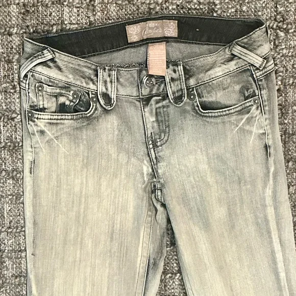 Jeans Femme Candie's Taille 3 (30 De Tour De Taille) - Coupe Flare, Gris, Stretch, Occasion Très Bon état